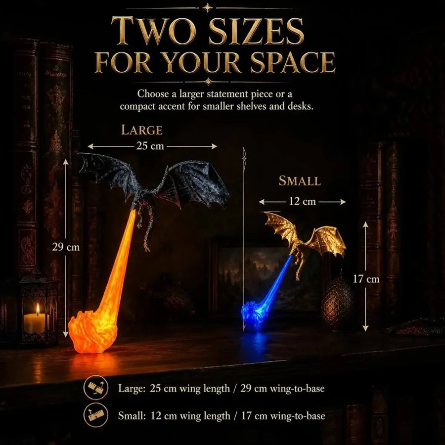 Large and small Fire Dragon reference sizes